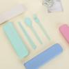 3pcs/set Travel Cutlery Portable Cutlery Box Japan Style Wheat Straw Knife Fork Spoon Student Dinnerware Sets Kitchen Tableware