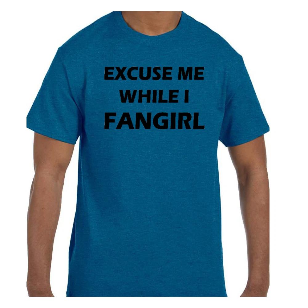 Funny Humor T shirt Excuse Me While I Fangirl M