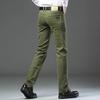 Cotton Men's Stretch Slim Jeans Green Soft Comfortable Casual Straight Denim Pants Trousers Large Size