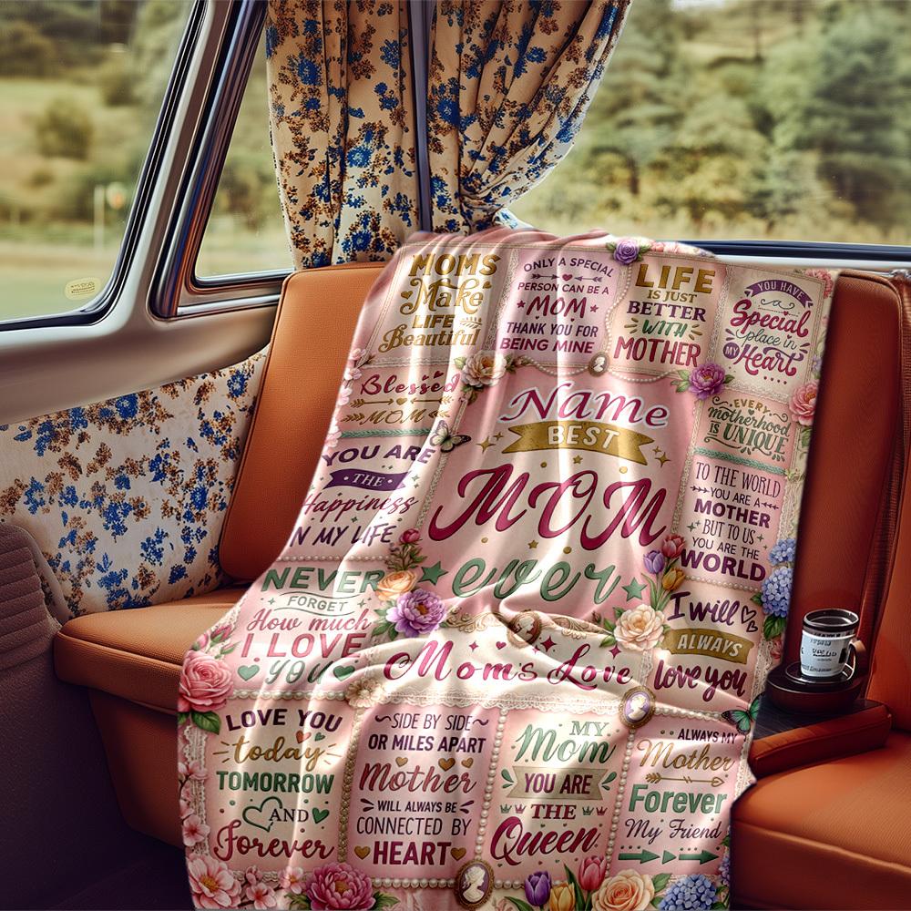 Thank You Mom Appreciation Card Customize Your Name Blanket Soft Warm Cozy Versatile For Sofa Couch Office Bed Picnics Ideal For All Seasons Warmthful