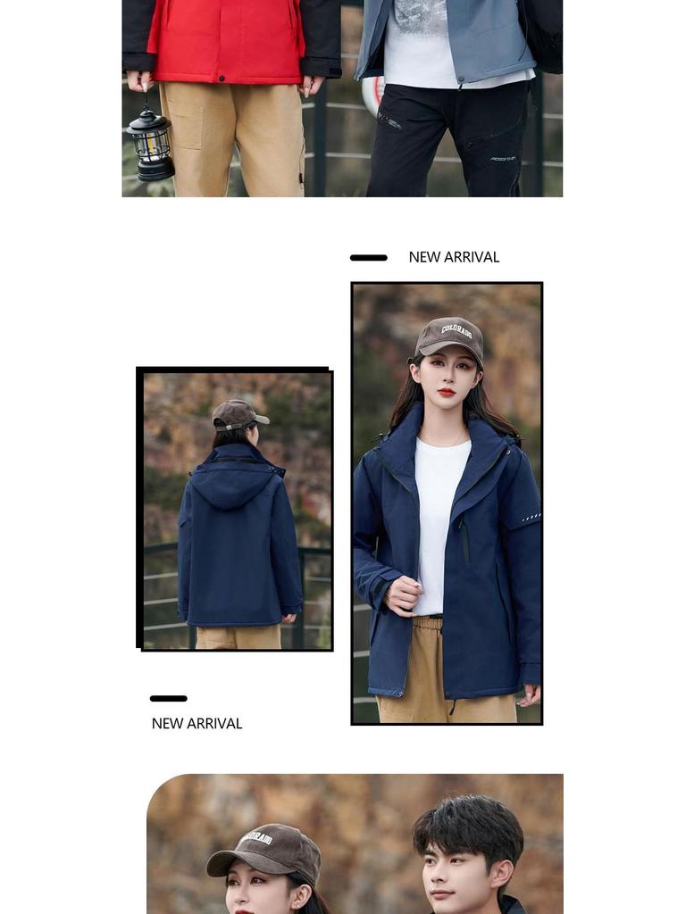 Thickened Fleece-Lined Storm Jacket: Windproof, Warm, Couple Style, Customizable Logo for Outdoor Workwear.