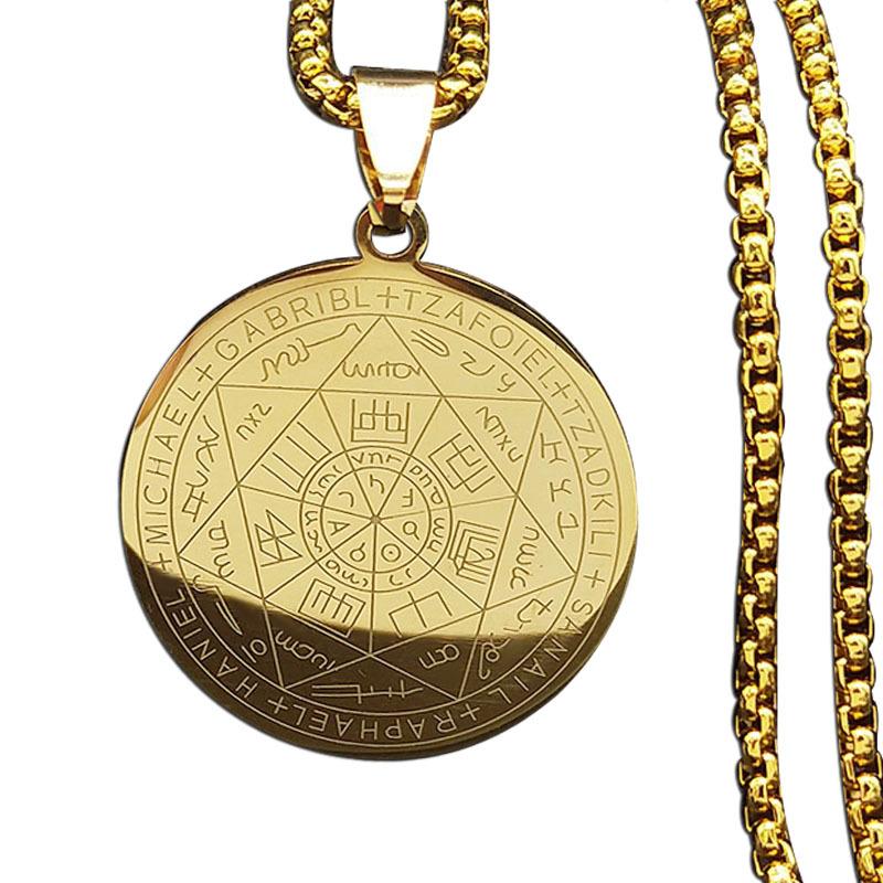 Cross-border New Products Seven Archangels Amulet Stainless Steel Necklace Solomon Amulet Men's Jewelry Collar