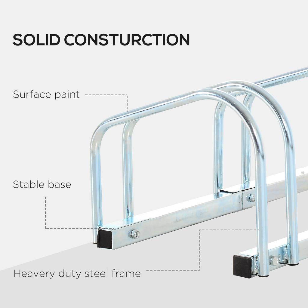 Bike Stand Parking Rack Floor Or Wall Mount Bicycle Cycle Storage Locking Stand 4 Racks Silver