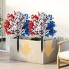 4th of July Artificial Flowers Topiary Ball Tree with Ground Stake Red White Blue Patriotic Fake Flower Plant Shrubs for Independence Day Memorial