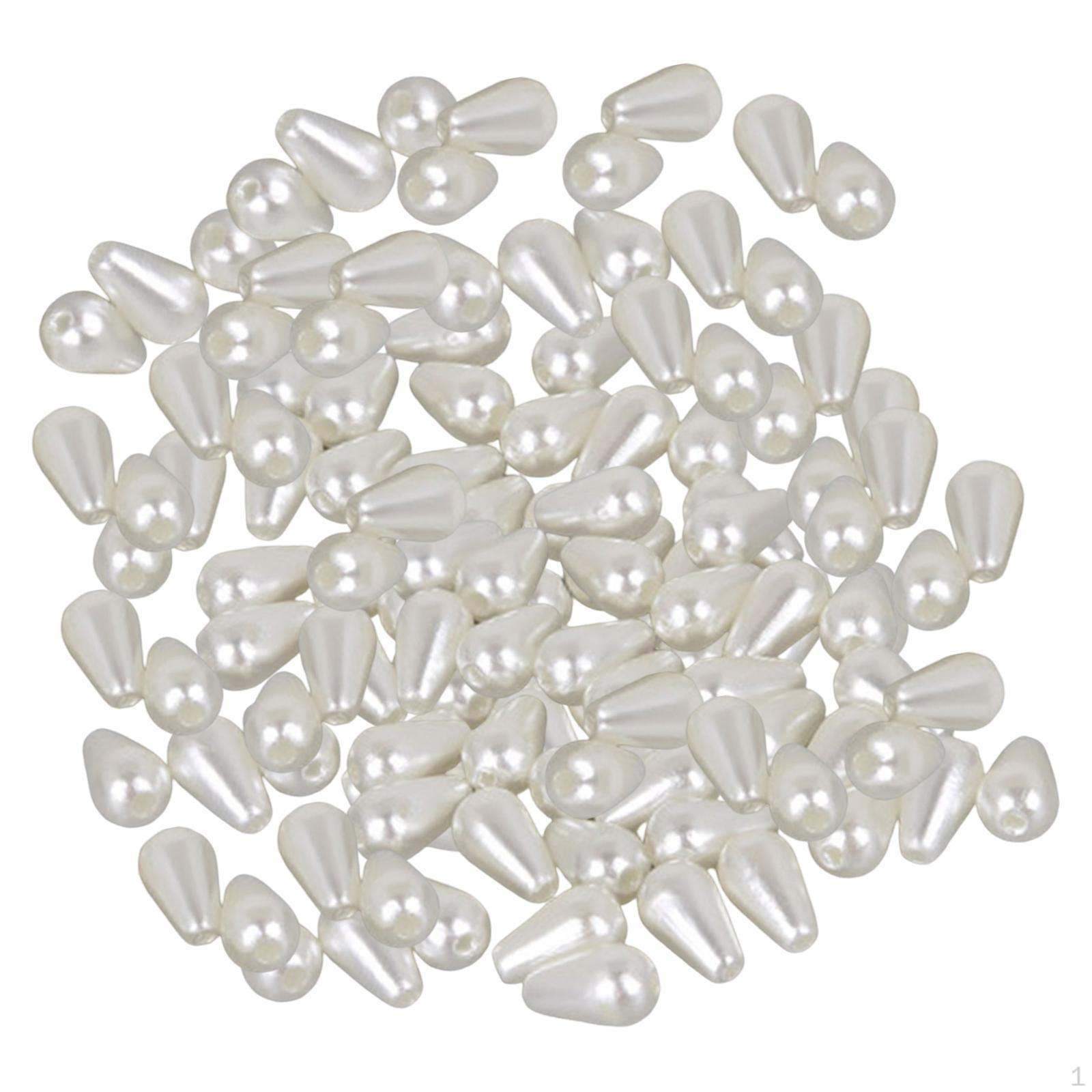 

Жемчужные бусины, свободный жемчуг, искусственный жемчуг в форме капли, бусины в форме капли с отверстием для ожерелья Beige 6x10mm 400pcs_Small