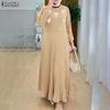ZANZEA Women Casual Round Neck Loose Long Sleeve Muslim Dress