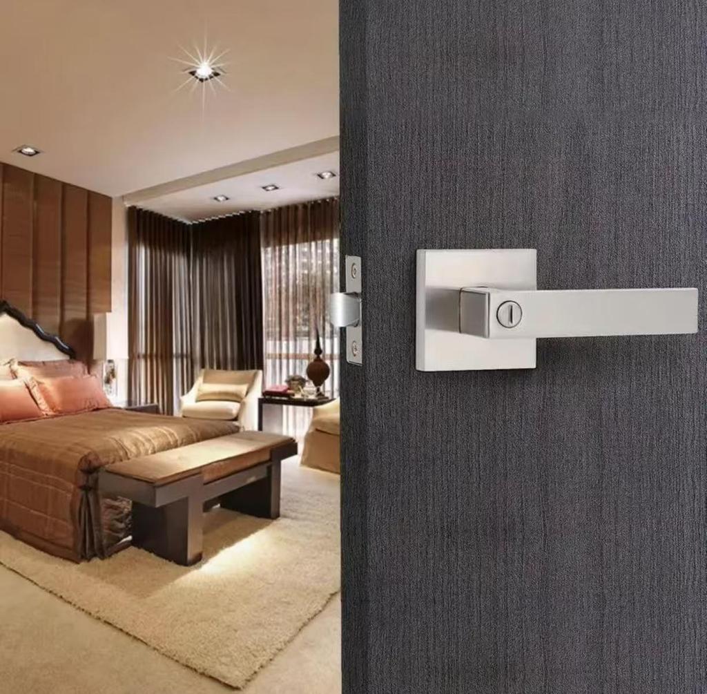 Black Door Handles Interior Door Knobs, Keyless Privacy Door Lock, Heavy Duty Zinc Alloy Door Leverset for Bedrooms Bathrooms