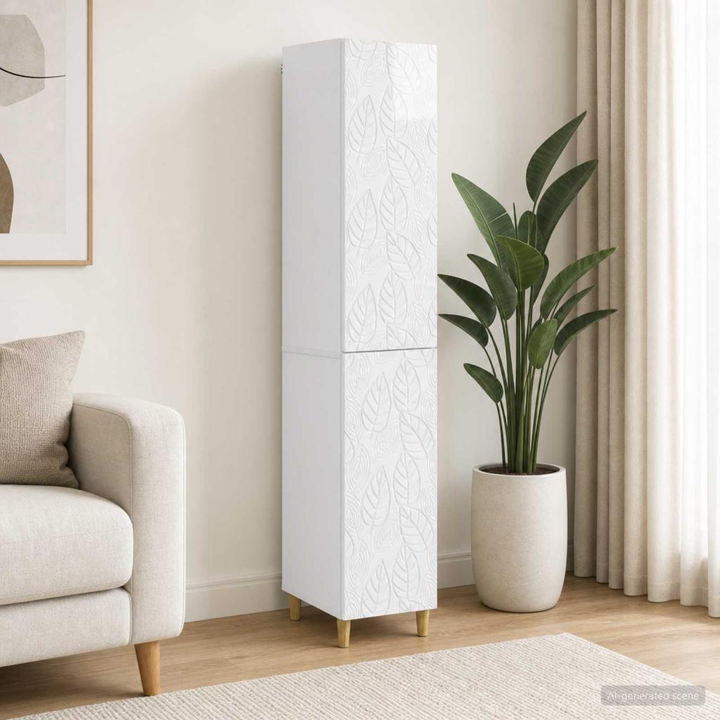 Cabinet Set 2 Pcs High Gloss White Wood Based Panel