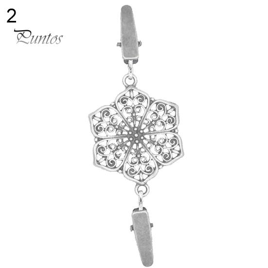 Vintage Hollow Flower Women Double-End Clamp Sweter Shirt Collar Cardigan Clip