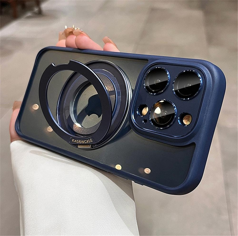 For iPhone 16 Pro Max Luxury Rotating Stand Magsafe Magnetic Holder Phone Case For iPhone 13 14 15 16 Plus Lens Protective Cover