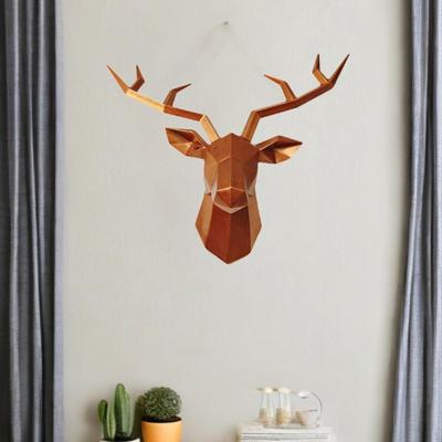 Deer Head Sculpture Wall Art Birthday Gift Crafts Animal Statue Resin Figurine for Bedroom Indoor