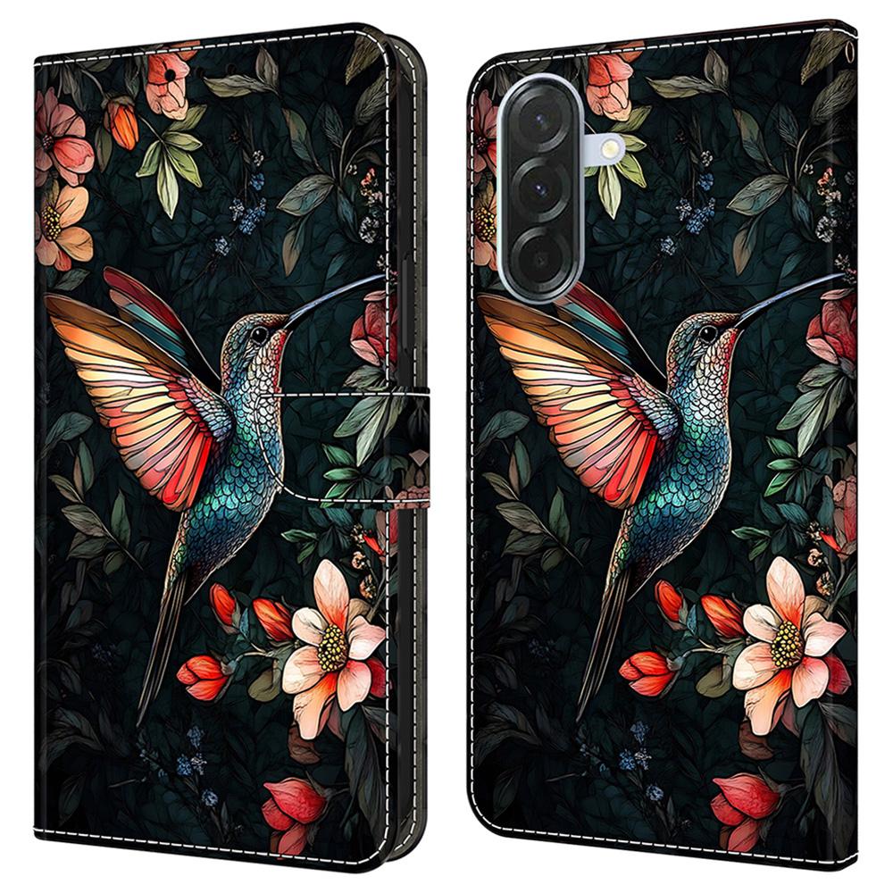 Kožené pouzdro pro Samsung Galaxy A16 5G/4G s potiskem vzoru, peněženkou a stojánkem, flipový kryt na telefon