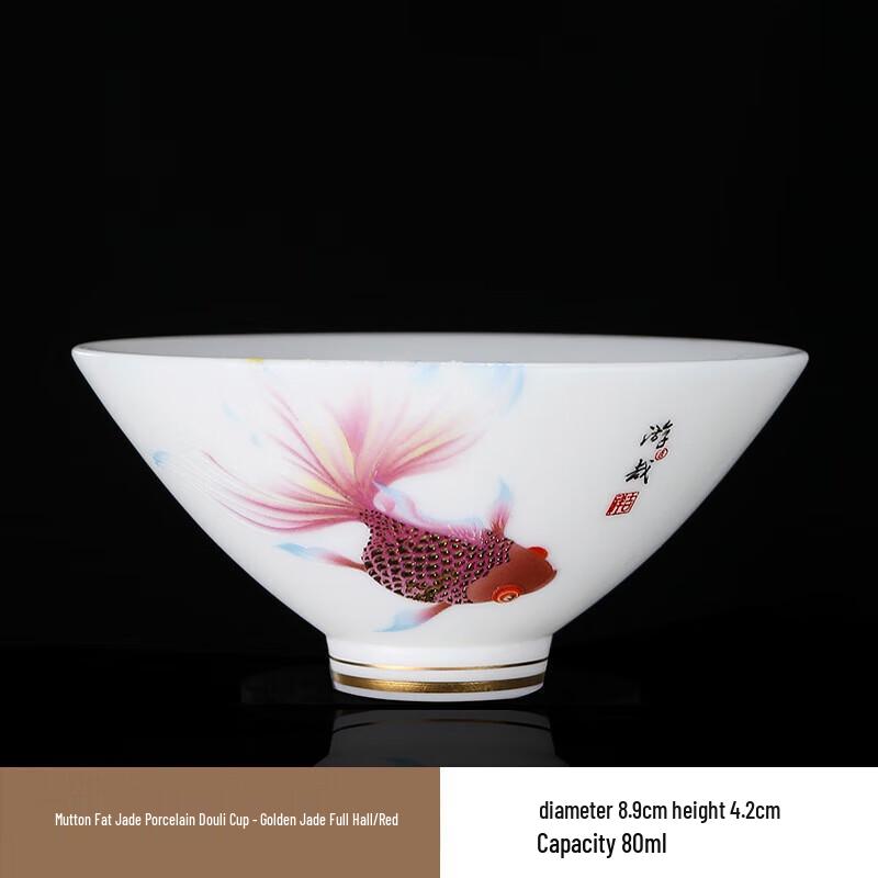 

Chaxun Mutton-Fat Jade Porcelain Douli Kung Fu Tea Cup