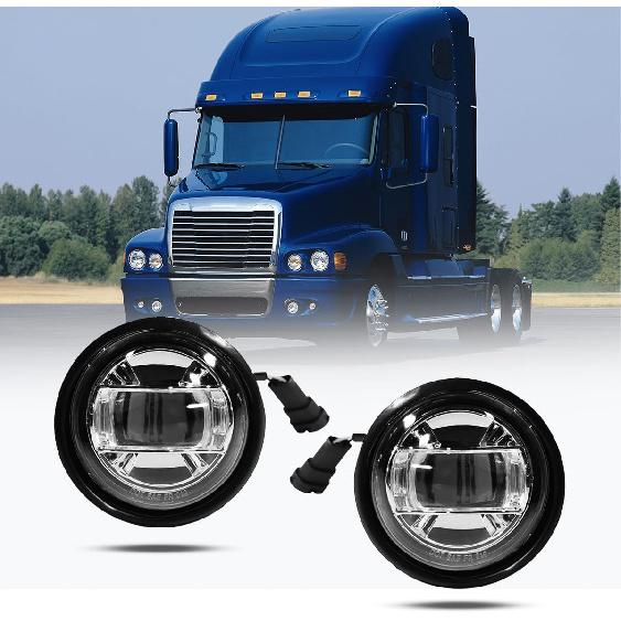 Pair Led Chrome Fog Lights Replacement With Bulbs Fit For 2000-2015 Freightliner Columbia Passenger & Driver Side Front Fog Light Lamp Fit For