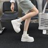 Leather heightened platform white shoes women's 2025 new summer mesh breathable and comfortable versatile ultra-light soft baseplate shoes