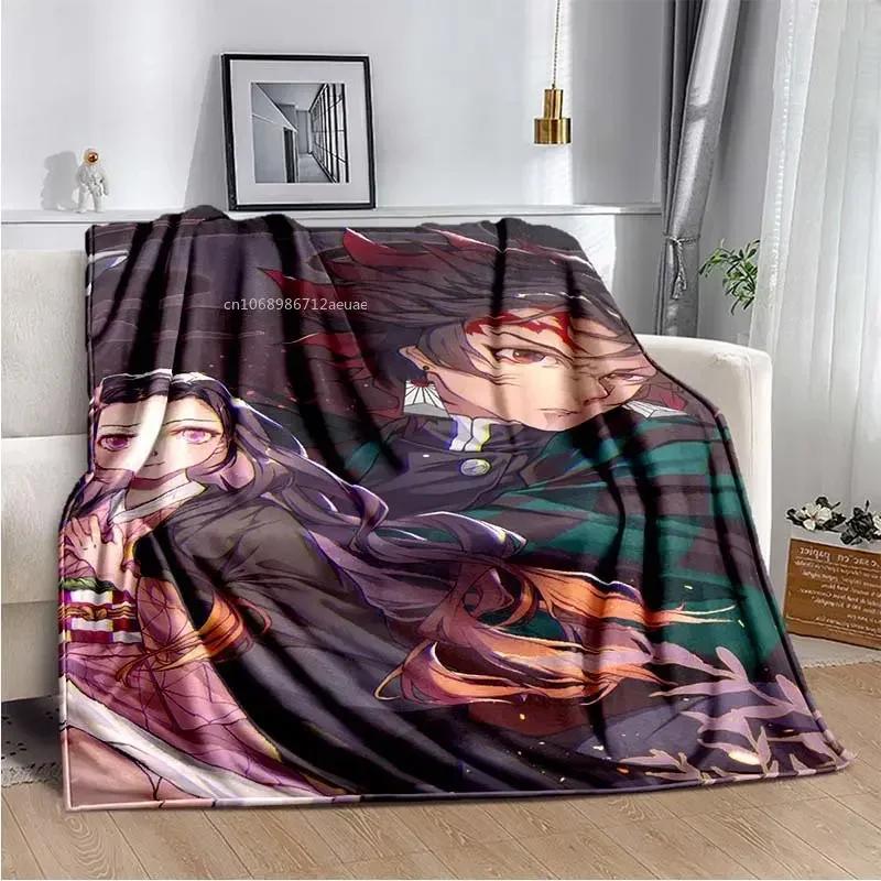 Anime Demon Slayer Kimetsu no Yaiba Fleece Blanket Nezuko Kamado Tanjiro Kamado Soft Bedding Bedspread Sofa Warming Cover
