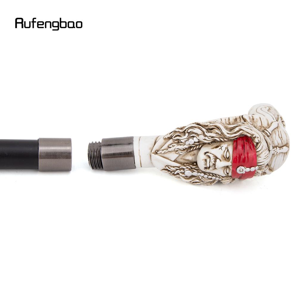 Red Resin Feather Skull Head Walking Cane Fashion Decorative Steel Stick Gentleman Elegant Cosplay Cane Knob Crosier 98cm