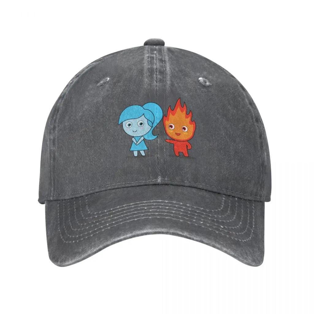Cute Fire Boy and Water Girl Baseball Cap Uv Protection Solar Hat Dropshipping Hat Male Women'S
