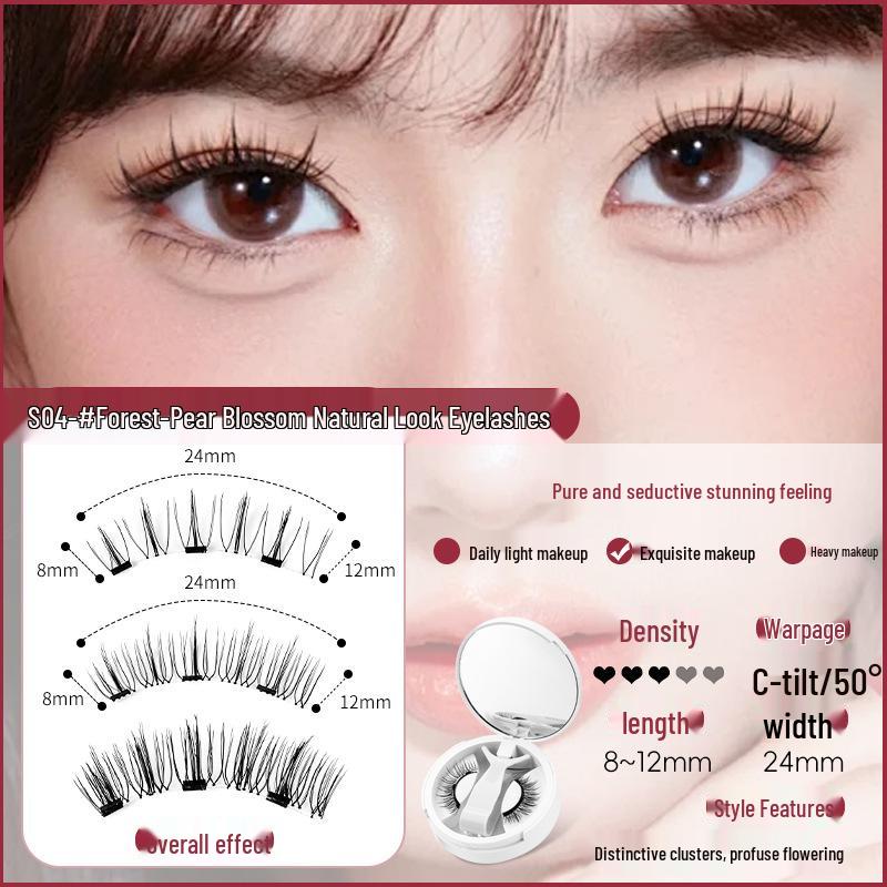 Magnetic False Eyelashes: Natural Set with Easy-to-Use Tweezers and Portable Case