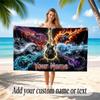 Music Guitar Theme Beach Towel Personalized Custom Name & Text Soft Quick Dry Beach Towel for Swimming Travel