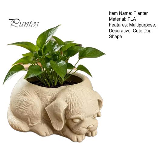 Modern White Minimalist Planter Cute Puppy Planter, 3D Printed Decorative Plant Pot, Unique DIY Hand Painted Flower Pot Dog Shaped for Succulents Home