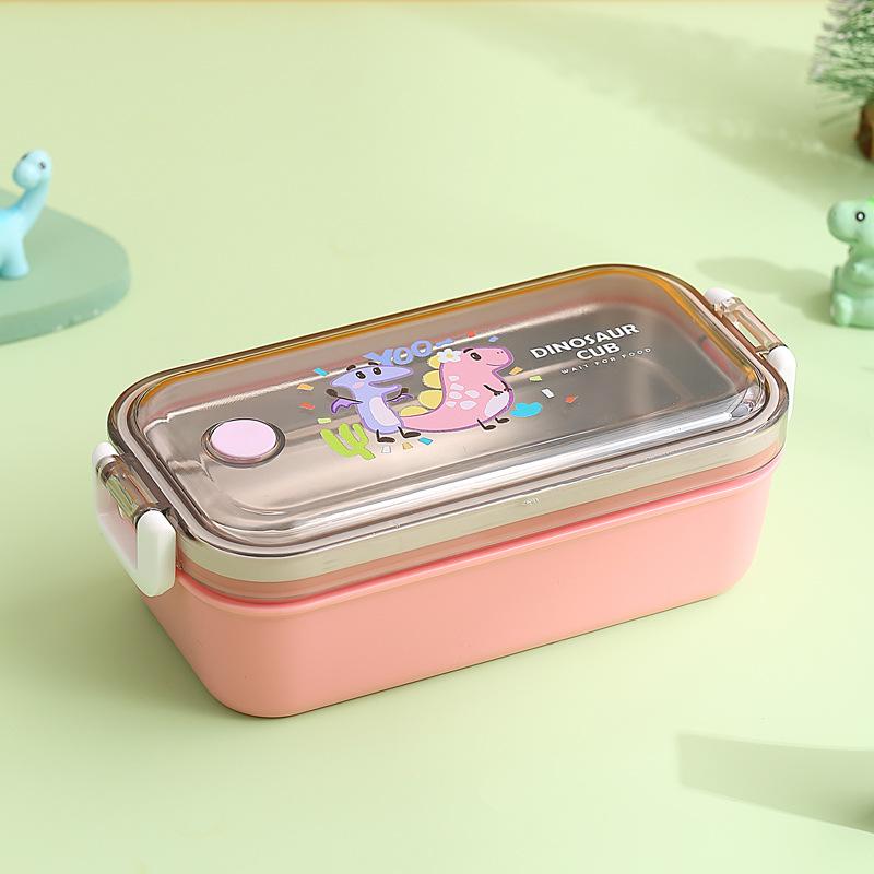 304 Stainless Steel Kids' Insulated Double-Layer Bento Lunch Box for Kindergarten or Students