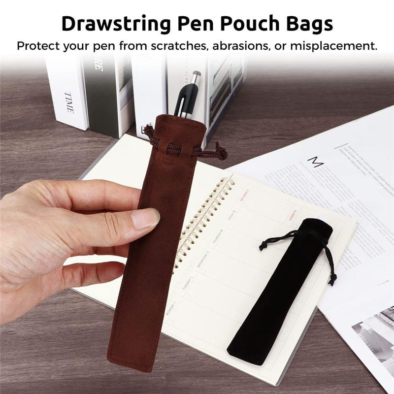 BHBL 100 Stück Samt Stiftetui Taschen, Kordelzug Stifthüllen Halter, 1,4x6,9 Zoll Einzelne Stifttaschen, Mehrzweck Stiftetuis