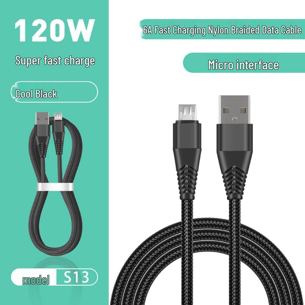 2M Nylon Braided 6A Metal Fast Charging Cable for Android, Apple, Huawei, and Type-C Devices
