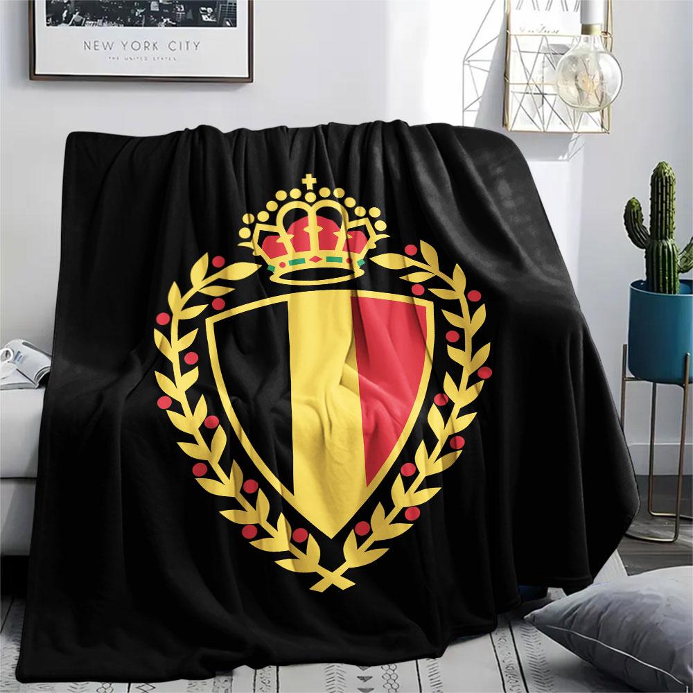 Belgium national football logo Printed Flannel Blanket, soft throw for bedroom sofa, washable,soccer fan merchandise, great gift. 80cm x 120cm