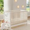 Culla per Bambino con Pannelli Verniciabili, Regolabile su 3 Lati, Convertibile in Culla da Affiancamento/Divanetto, 120×60×90cm, Pino, Legno Naturale + Laccatura Bianca, Testata EN 716
