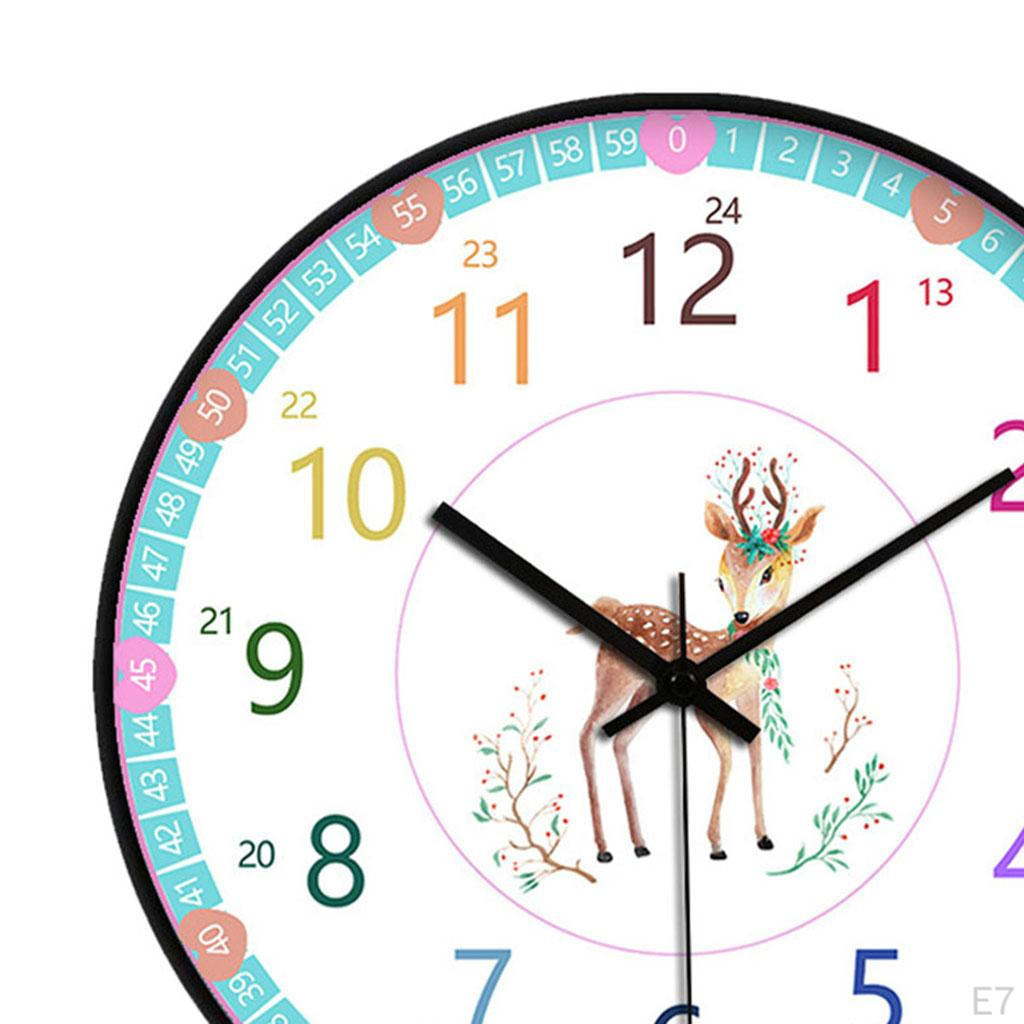 12palcové nástěnné hodiny Tichý čas Netikající Barevné číslice Dekorativní Analogové pro Kancelář Učitelé