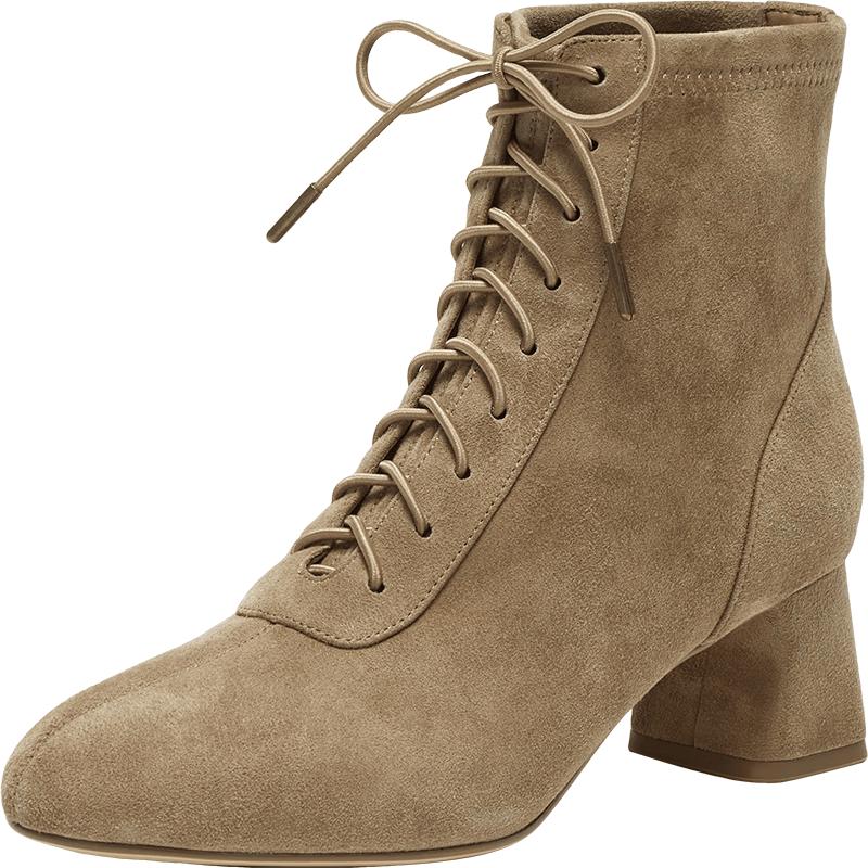 JMS Winter Sheepskin Chunky Heel Short Boots 39