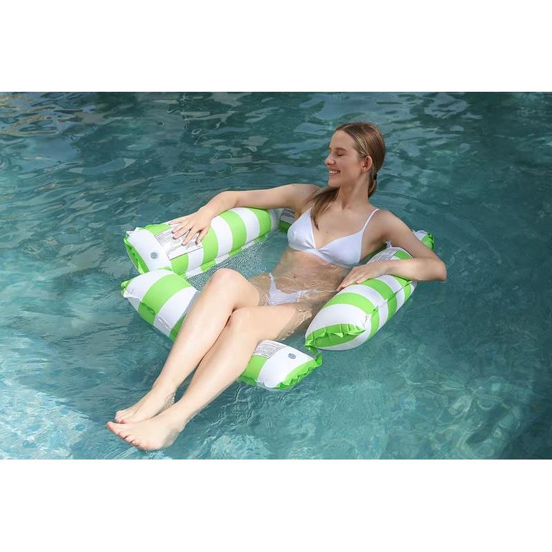 Swimming Hammock with Net Mattress Water Chair Beach Inflatable Pool Deckchair