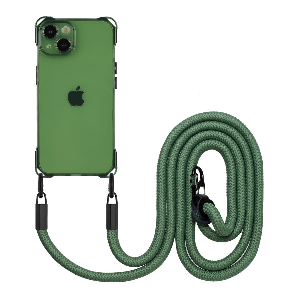 For iPhone 15 Slim-Fit Phone Cover Four Corners Anti-drop TPU Case with Hanging Rope