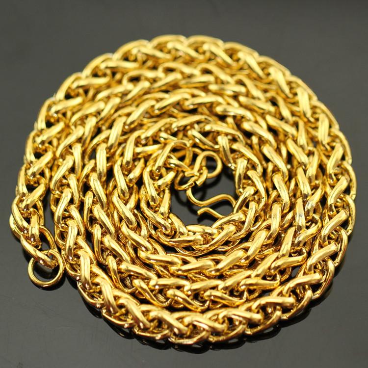 Durable Copper-Plated Gold Necklace, Sand Gold Design, Consistent Color, Masculine and Imposing, Fire-Tested for Quality.
