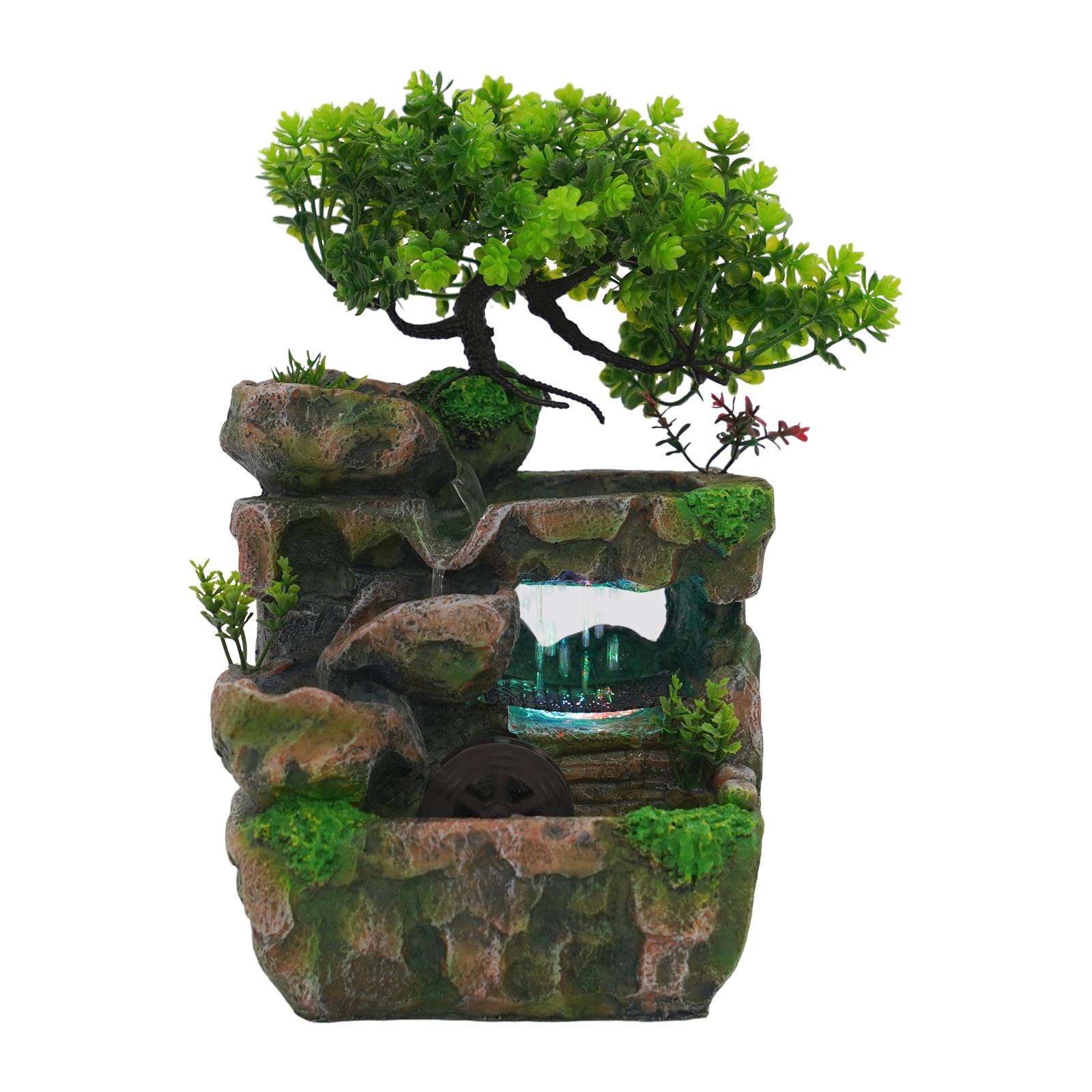 

Mini Rockery Fountain Waterfall Feng Shui Desktop Water Sound Indoor Desk Decor For Tv Cabinet, Bedroom, Study, Office, Light