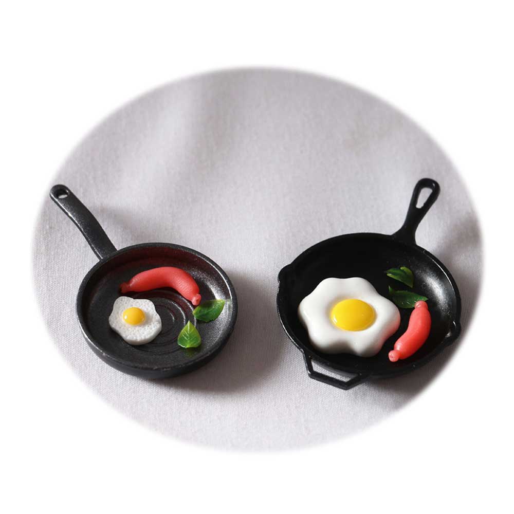 1/12 Scale Doll House Miniature Metal Pan Fry Egg Cookware for Doll House Kitchen Accessory