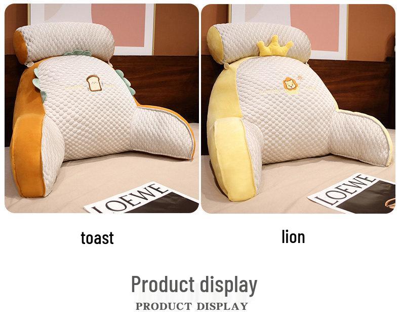 Ice Bean Cartoon Bedside Cushion: Soft Lumbar Support Pillow for Reading and Lounging