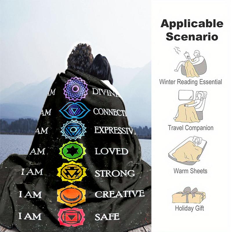 1PC Yoga Elements printed blanket, all season lightweight home office outdoor nap multifunctional blanket A11