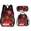 Deadpool  School 3Pcs Set Backpack+lunch Box+Pencil Case Fashion Schoolbag Backpack Trend Kids Gift Practical Multifunctional