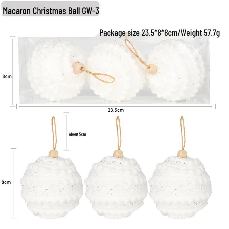 Macaron Color Foam Christmas Tree Decoration Ball, 8cm Creative Ornament for Holiday Pendant Accessories