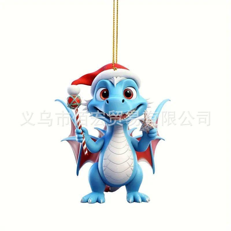 

Акриловое Праздничное Рождественское Украшение на Подвеске в Виде Динозаврика для Привлекательного Декора Автомобиля 4