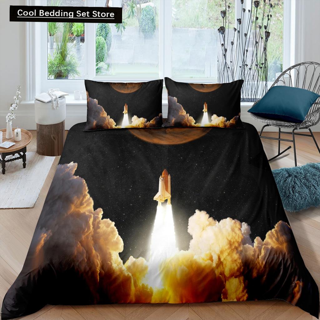 Fighter Fire King Queen Full Duvet Cover Cool Airplane Bedding Set Military Fans Quilt Cover Red Black Polyester Comforter Cover