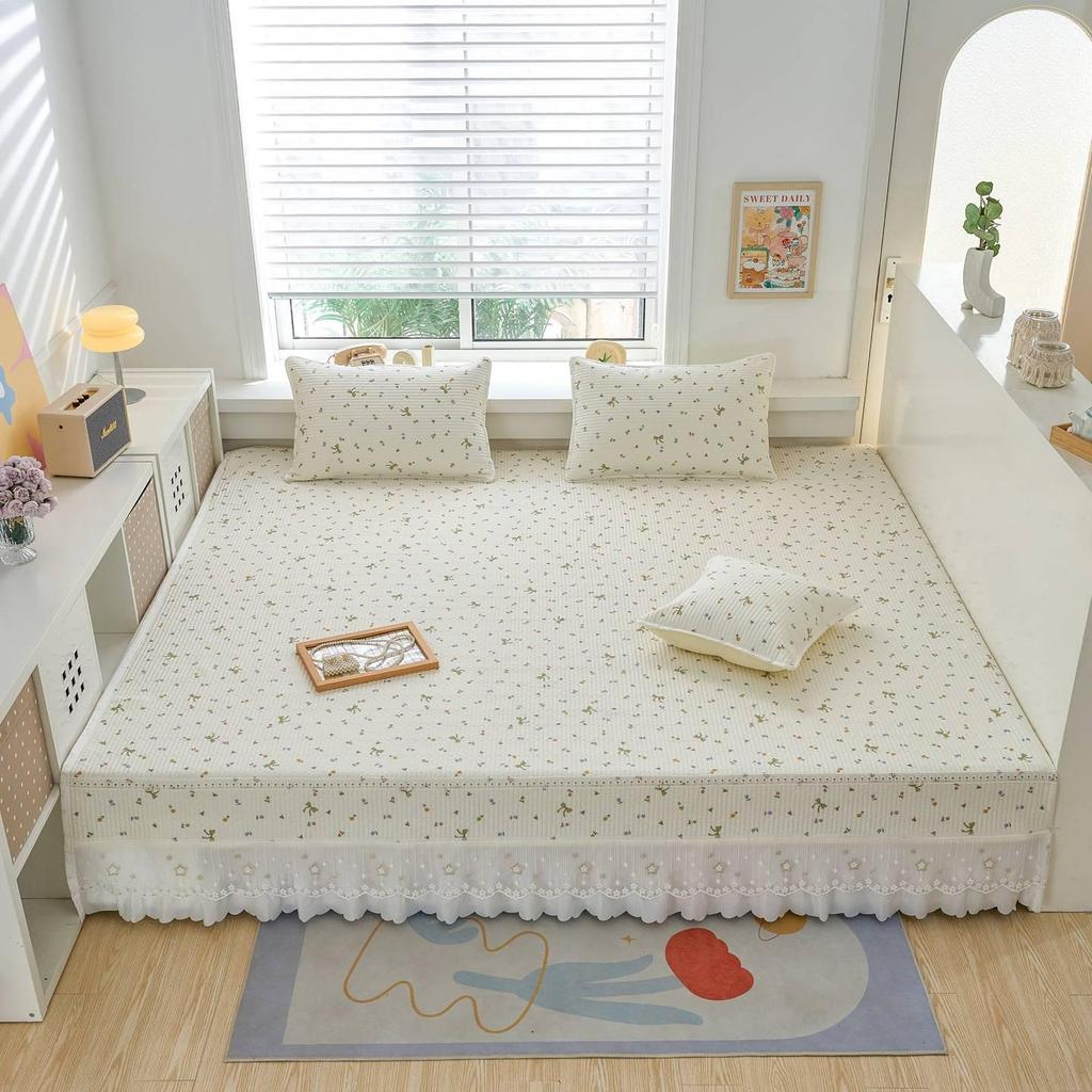 All-Season Pure Cotton Quilted Duvet & Non-Slip Kang Bed Cover Set
