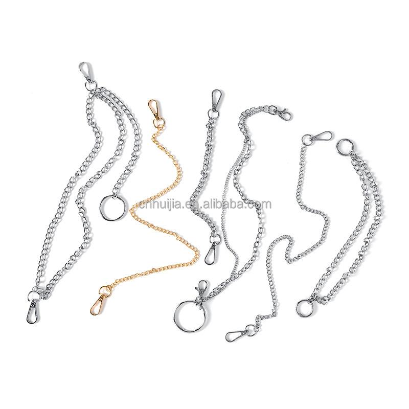 Design Punk Streetwear Butterfly Biker Chain Jeans Pants Fashion Women Key Chain Belt Double Layers Trousers Chain for Men Women