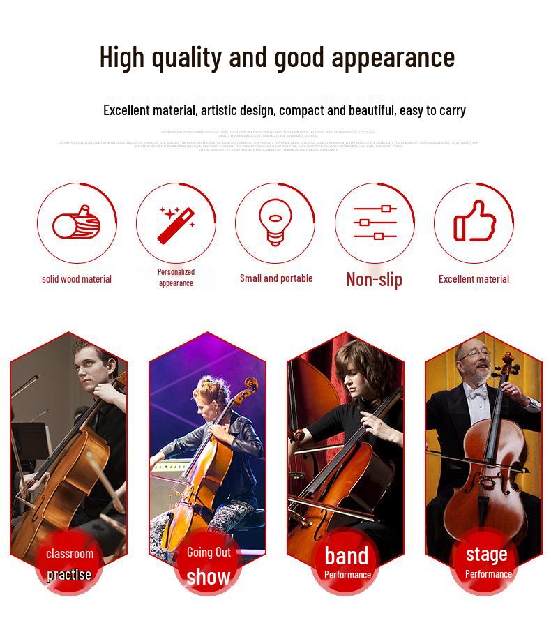 PETZ Masif Ahşap Kaymaz Çello Matı Kaymaz Kayışlı - Müzik Aleti Aksesuarı