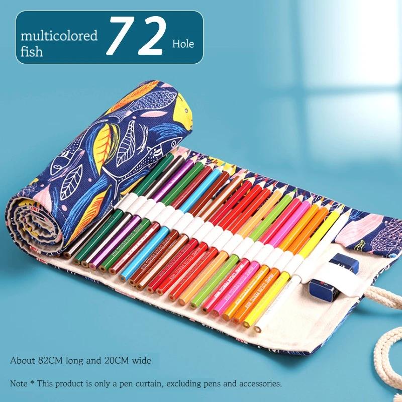 Husă Rulou pentru Depozitare Creioane Artistice, Husă Colorată pentru Creioane, Etui cu Buzunar pentru Depozitare, Studenți