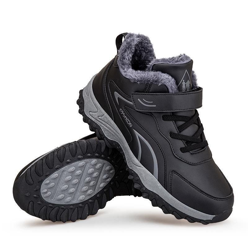 Winter Outdoor Large Cotton Shoes Piled and Thickened Warm Elderly Shoes Anti-splashing Leather Surface Dad Walking Shoes Women's Shoes