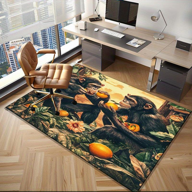 Chimpanzee Jungle Rug for Animal Lovers Exotic Wildlife CarpetsTropical Living Room Decor Anti Slip Carpet Can Be Machine Washed
