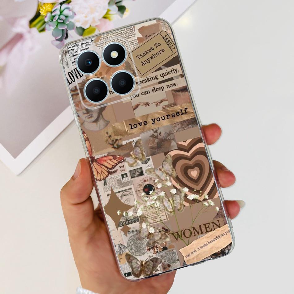 Pro Honor X6a Pouzdro na telefon HonorX6a X 6A 4G WDY-LX1 Roztomilý Motýl Květina Malované Měkký Silikon TPU Zadní Kryt Bumper